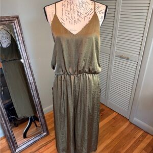 Xhilaration Olive Green satin Jumpsuit